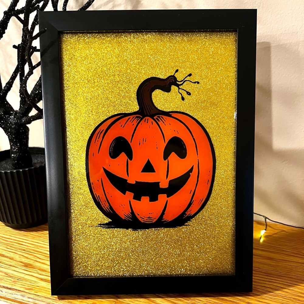Handcrafted Halloween Jack O’ Lantern Pumpkin Glass Print - Limited Edition